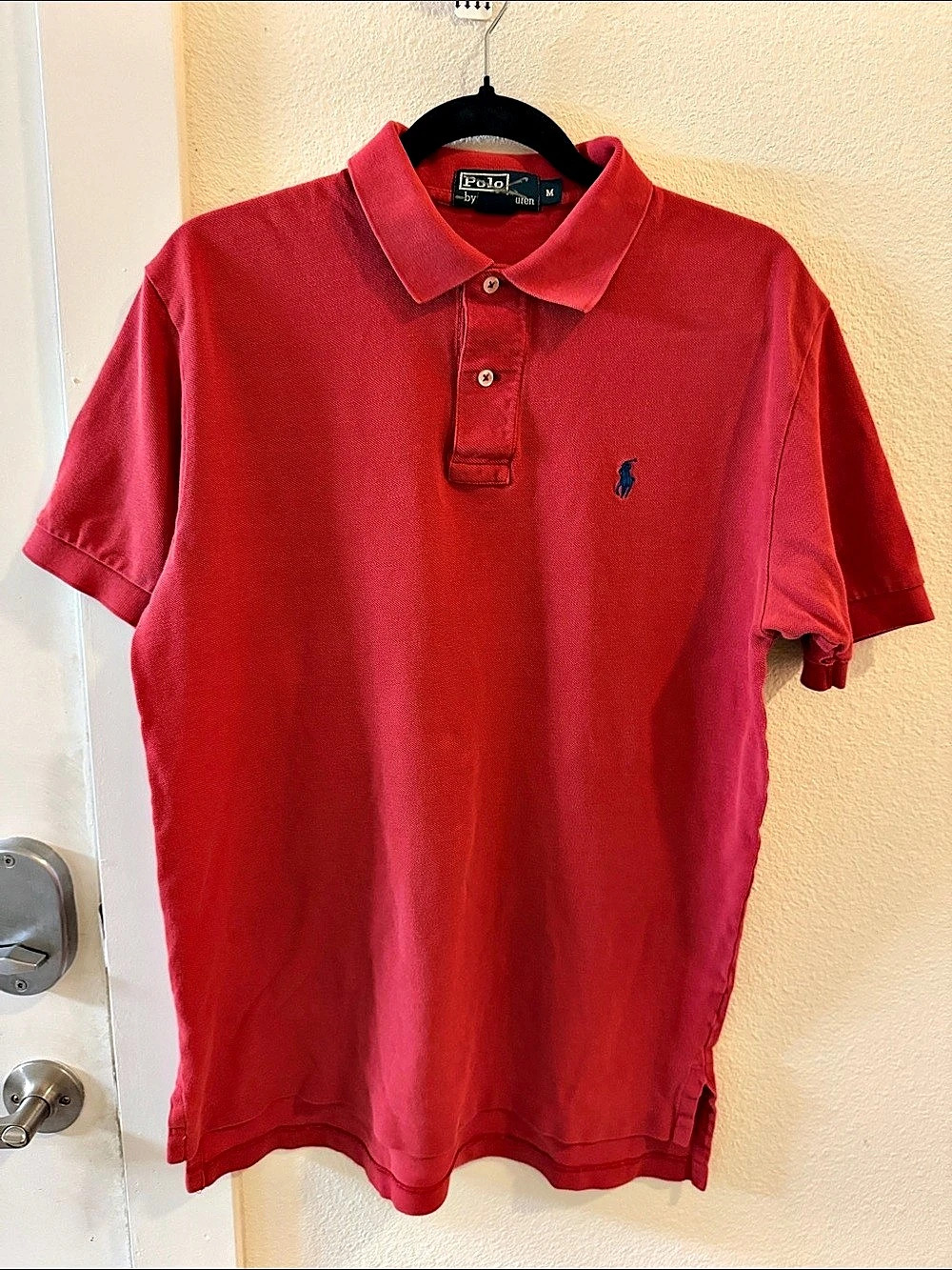 Polo Ralph Lauren Men’s M Red Cotton Polo Shirt Blue Pony Made in Peru